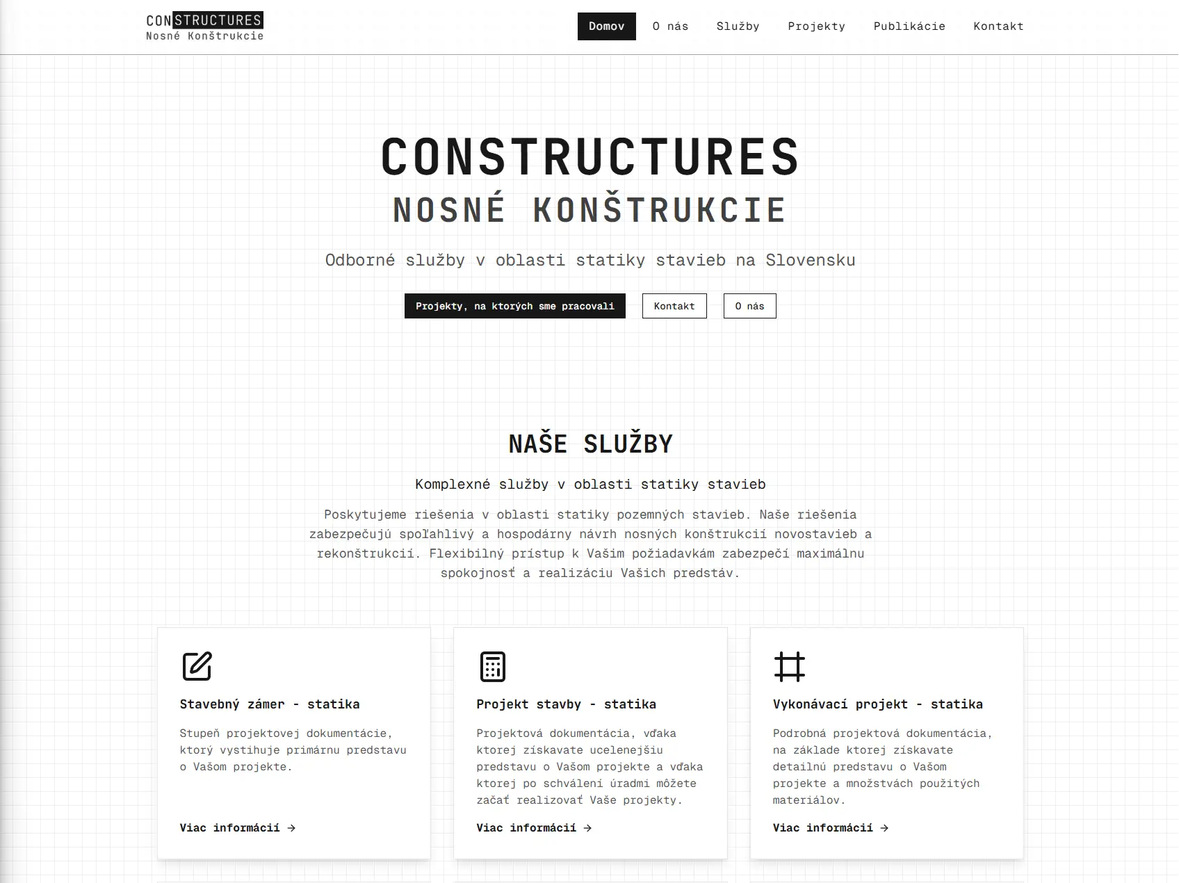 Homepage webu Constructures