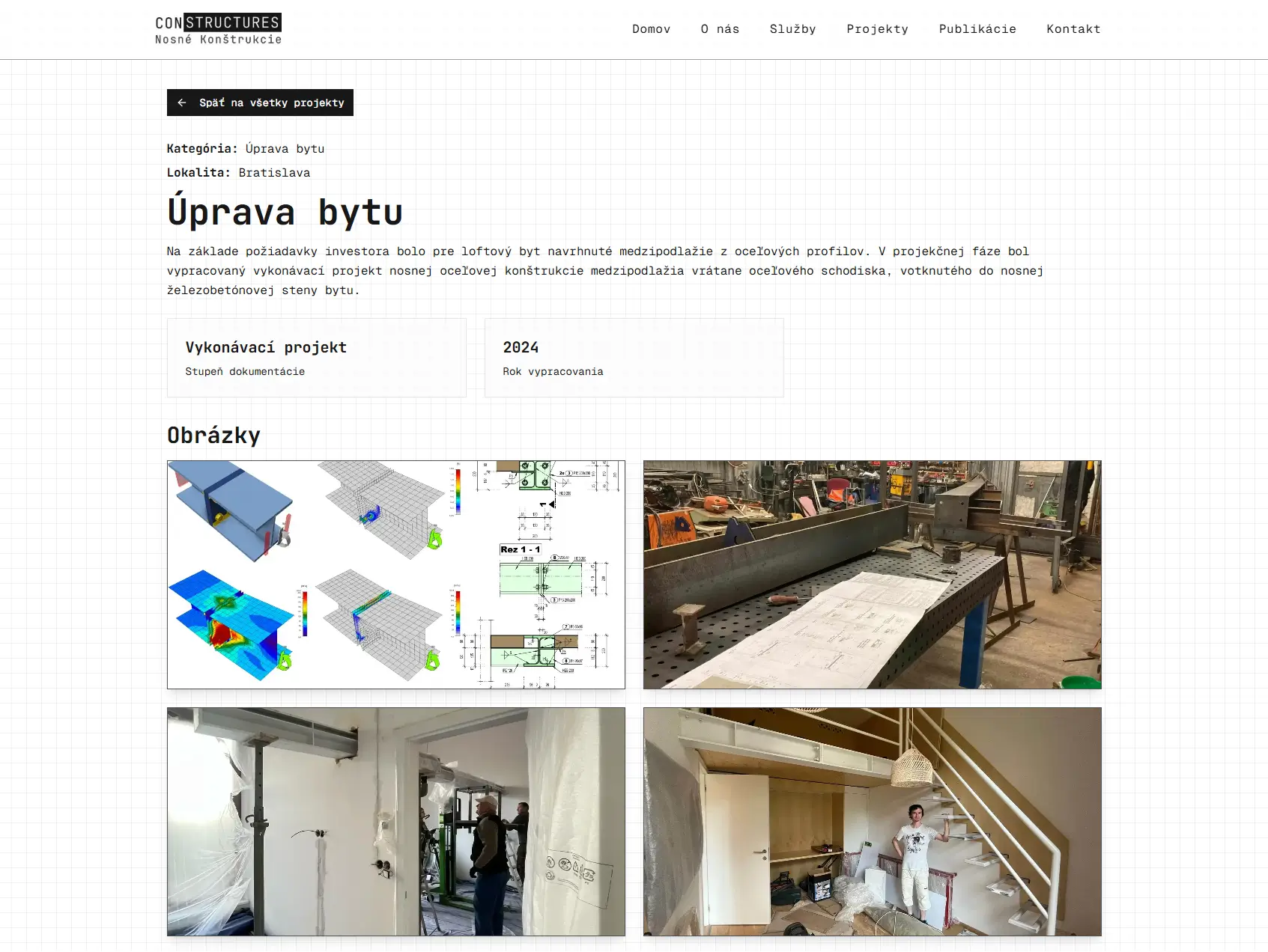 Detail projektu na webe Constructures