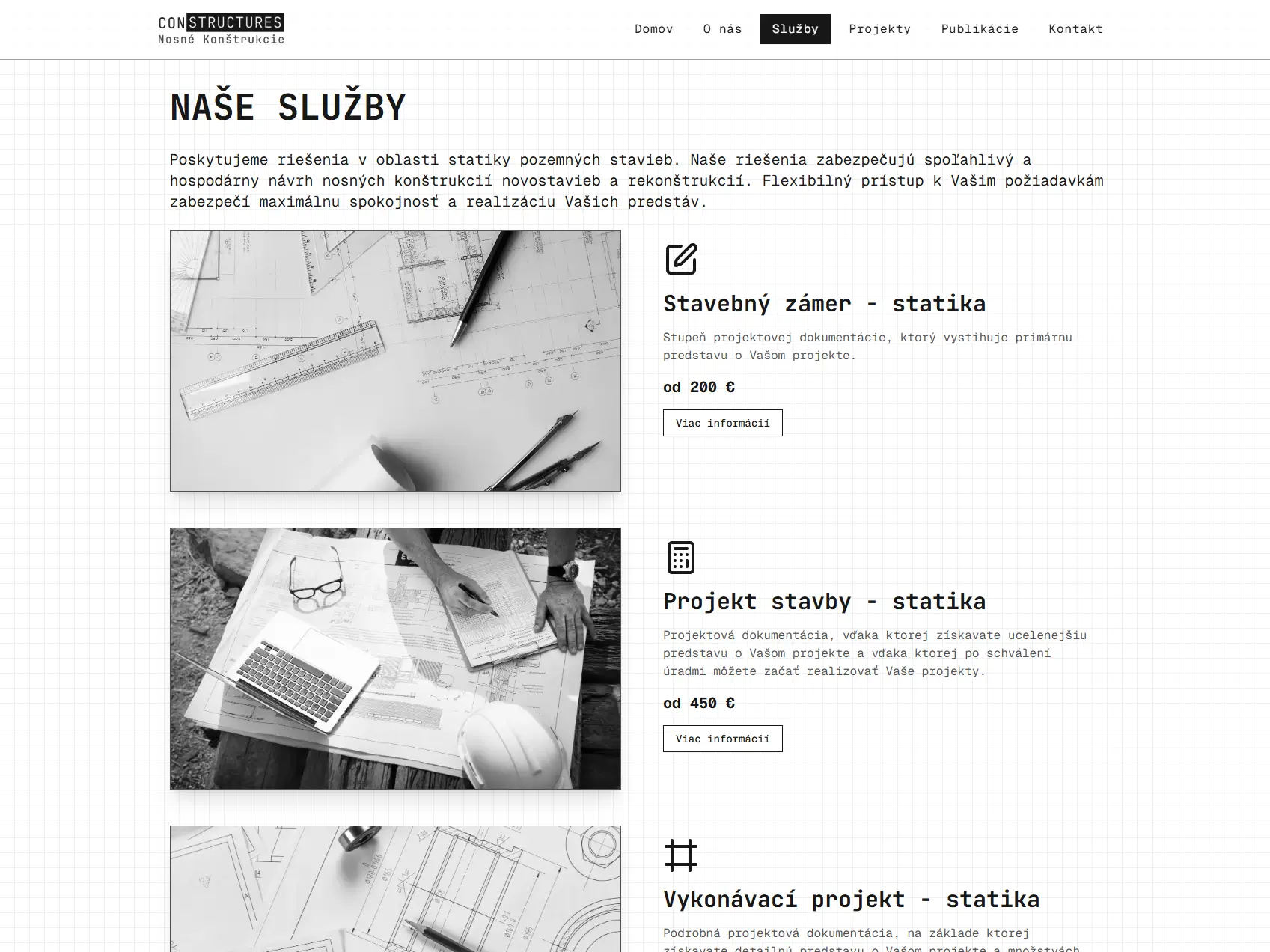 Stránka služieb Constructures