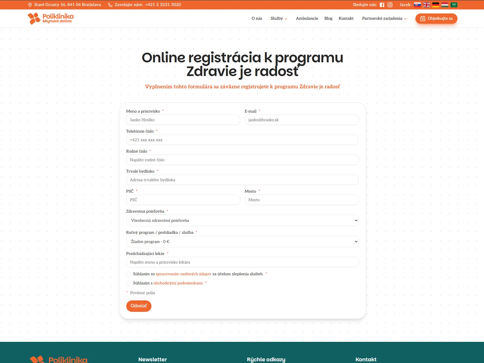 Online registrácia