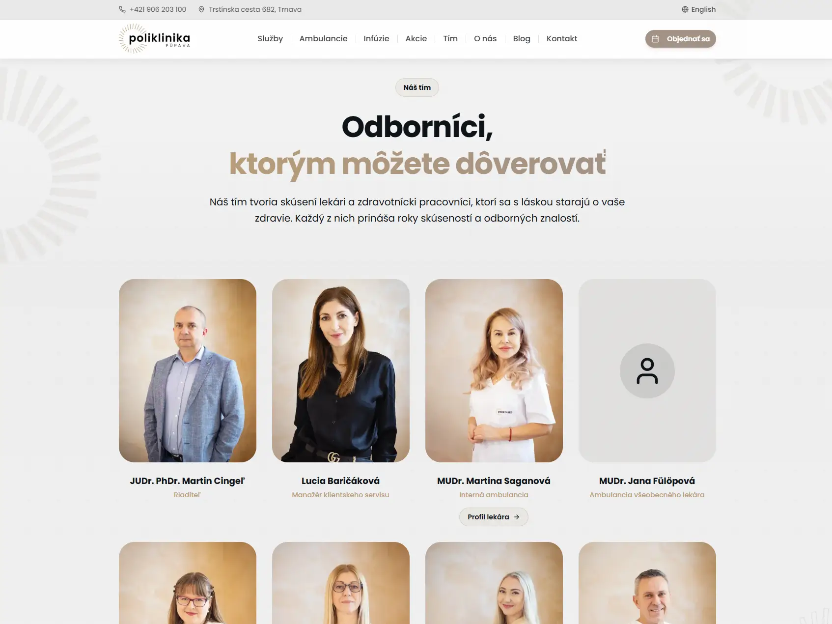 Tím odborníkov Poliklinika Púpava